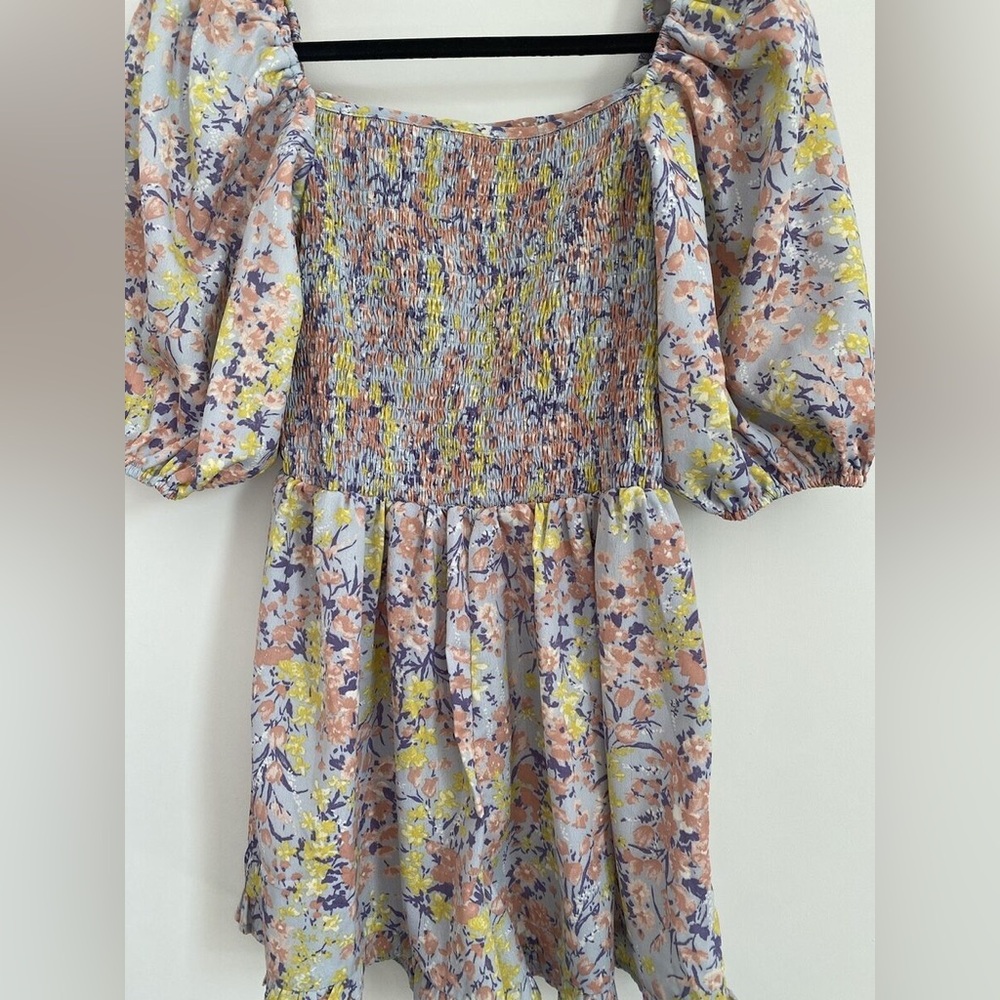 Missguided - Puff Sleeve Floral Romper